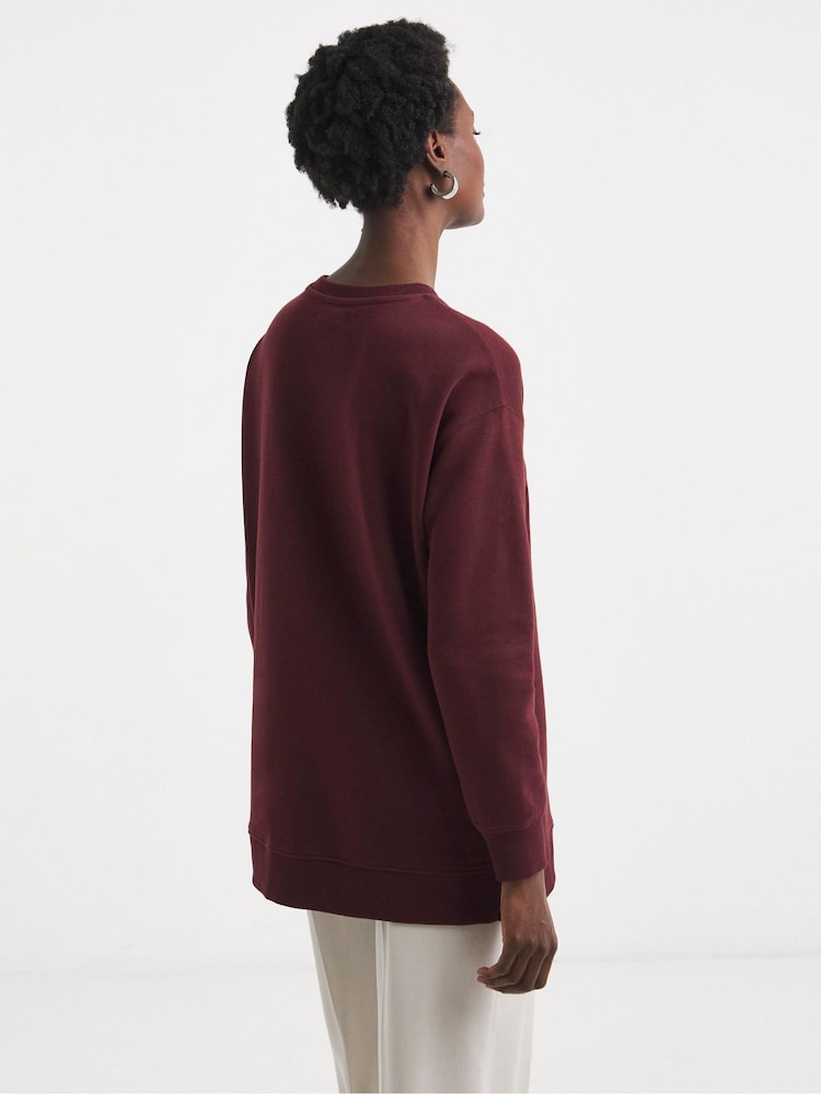 JD Williams Red Side Zip Longline Sweatshirt - Image 2 of 4