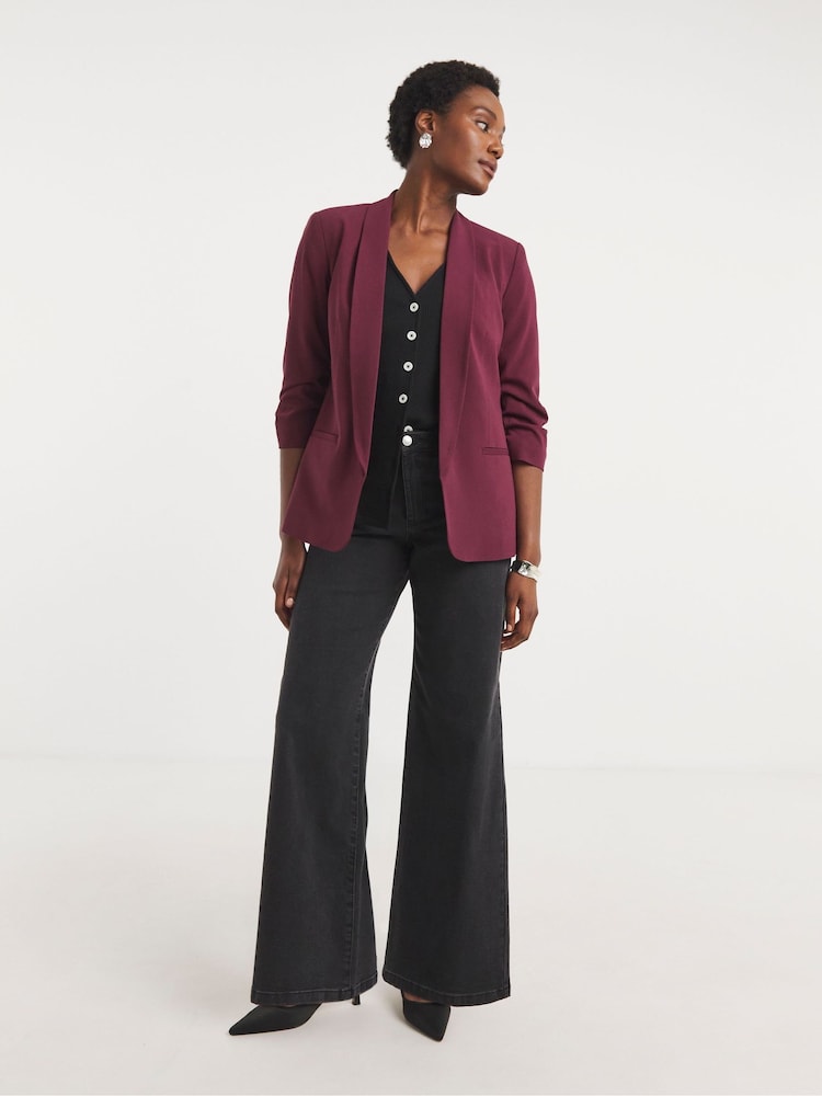 JD Williams Red Ruched Sleeve Blazer - Image 5 of 5 JD Williams Red Ruched Sleeve Blazer - Image 5 of 5