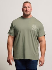 BadRhino Big & Tall Green Japanese Tiger Print T-Shirt - Image 1 of 7