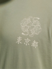 BadRhino Big & Tall Green Japanese Tiger Print T-Shirt - Image 4 of 7