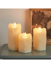 Lights4fun TruGlow® Heavy Dripping Wax LED Pillar Candles Trio - Image 1 of 4