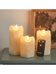 Lights4fun TruGlow® Heavy Dripping Wax LED Pillar Candles Trio - Image 3 of 4