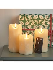 Lights4fun TruGlow® Heavy Dripping Wax LED Pillar Candles Trio - Image 4 of 4