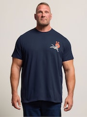 BadRhino Big & Tall Blue Japanese Landscape Print T-Shirt - Image 1 of 7
