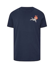 BadRhino Big & Tall Blue Japanese Landscape Print T-Shirt - Image 6 of 7