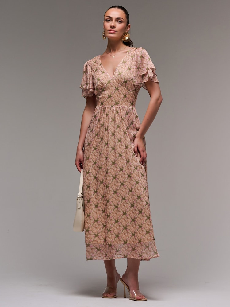 Vestido longo de chiffon com mangas de anjo e camadas Jolie Moi - Imagem 1 de 6