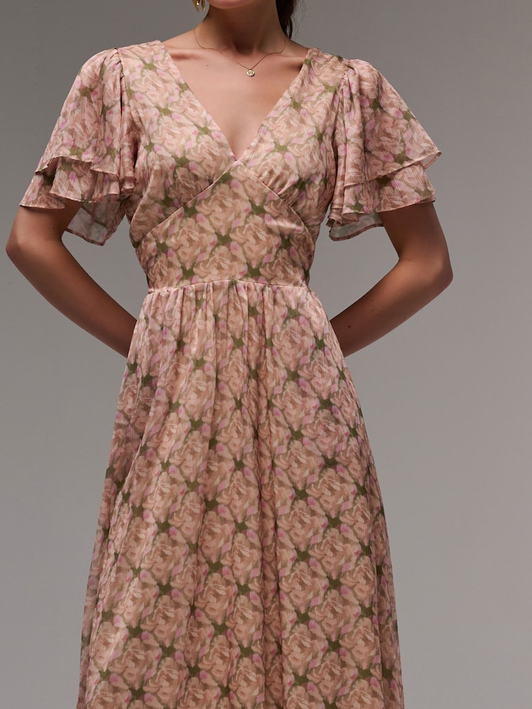 Vestido longo de chiffon com mangas de anjo e camadas Jolie Moi - Imagem 6 de 6