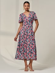 Vestido Jolie Moi com estampa floral e pregas na frente - Imagem 1 de 6
