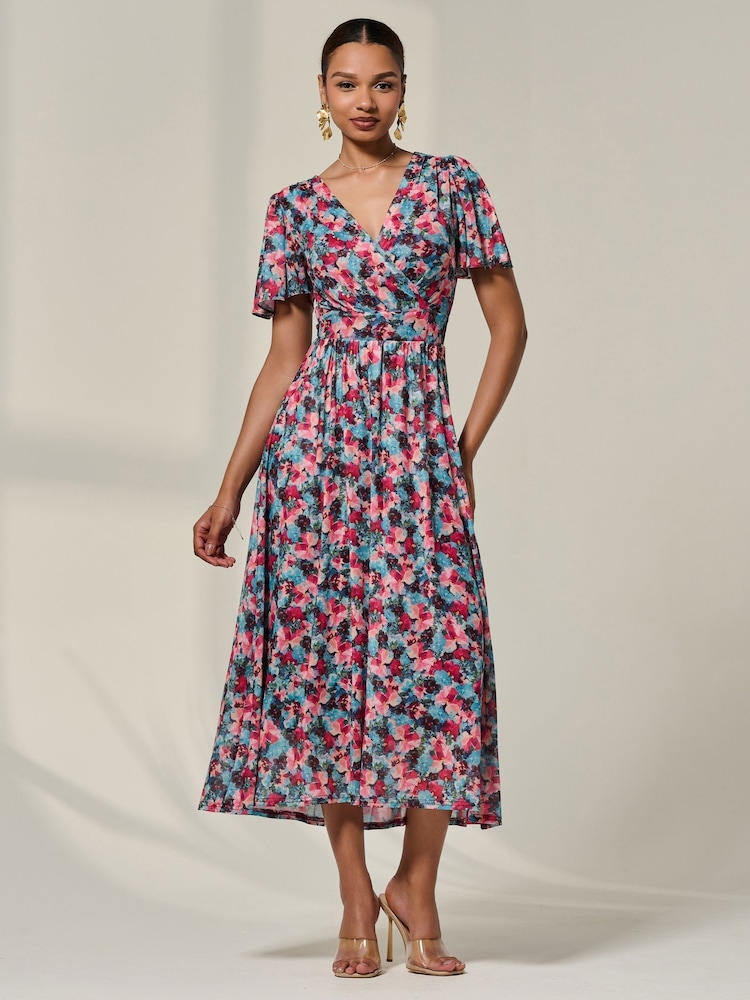 Vestido Jolie Moi com estampa floral e pregas na frente - Imagem 1 de 6