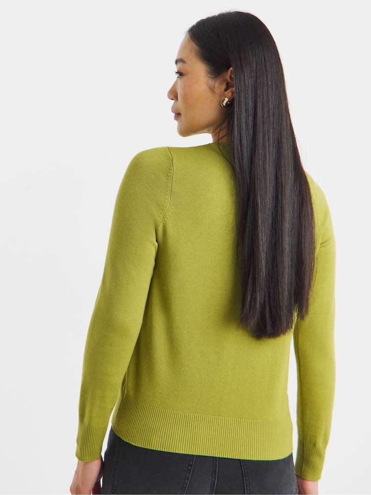 JD Williams Green Crew Neck Cardigan - Image 2 of 4