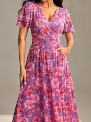 Vestido longo de malha com mangas esvoaçantes Jolie Moi - Imagem 3 de 6