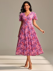 Vestido longo de malha com mangas esvoaçantes Jolie Moi - Imagem 4 de 6