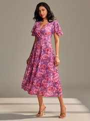 Vestido longo de malha com mangas esvoaçantes Jolie Moi - Imagem 5 de 6