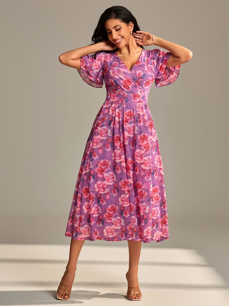 Vestido longo de malha com mangas esvoaçantes Jolie Moi - Imagem 6 de 6