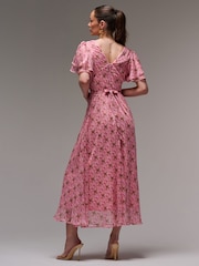 Jolie Moi Pink Layered Angel Sleeve Chiffon Maxi Dress - Image 2 of 6