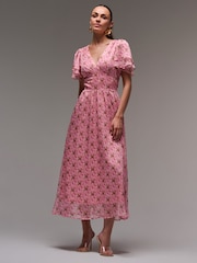 Jolie Moi Pink Layered Angel Sleeve Chiffon Maxi Dress - Image 5 of 6