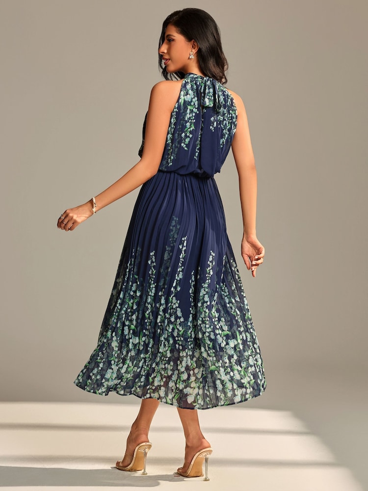 Jolie Moi Mirrored Chiffon Pleated Maxi Dress - Bild 2 von 6