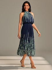 Jolie Moi Mirrored Chiffon Pleated Maxi Dress - Bild 6 von 6