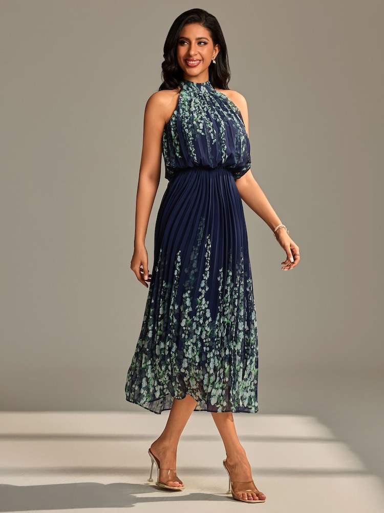 Jolie Moi Mirrored Chiffon Pleated Maxi Dress - Bild 6 von 6