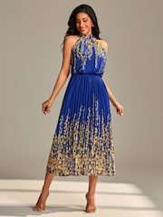 Maxi dress plissado de chiffon espelhado Jolie Moi - Imagem 1 de 6