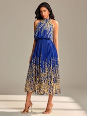 Maxi dress plissado de chiffon espelhado Jolie Moi - Imagem 4 de 6