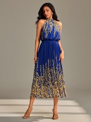 Maxi dress plissado de chiffon espelhado Jolie Moi - Imagem 6 de 6