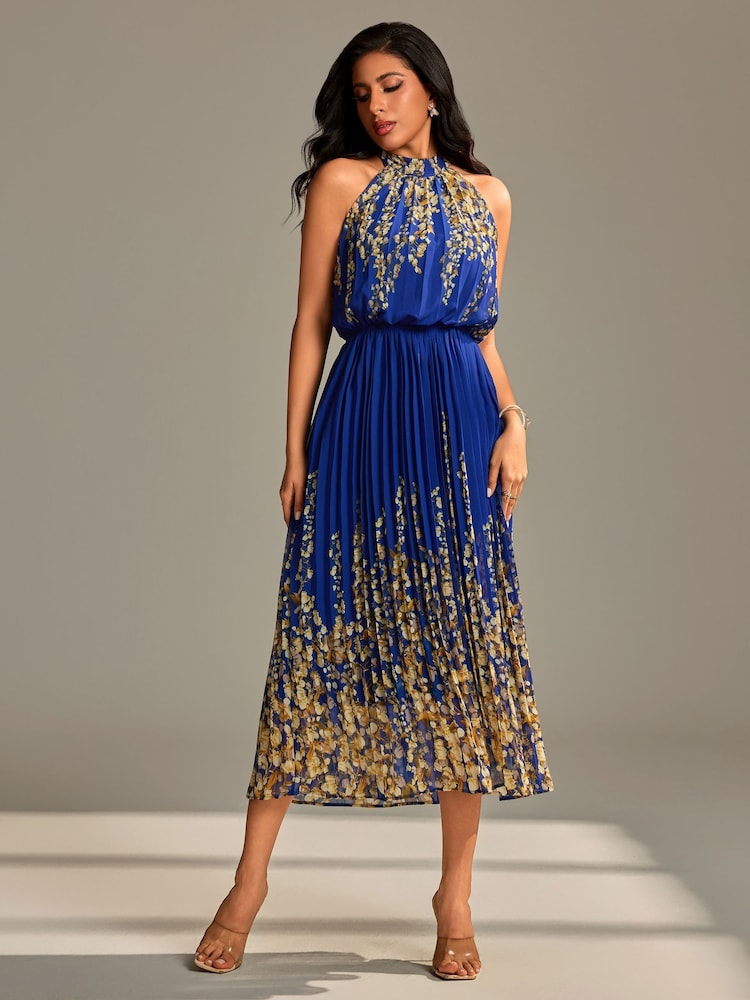 Maxi dress plissado de chiffon espelhado Jolie Moi - Imagem 6 de 6