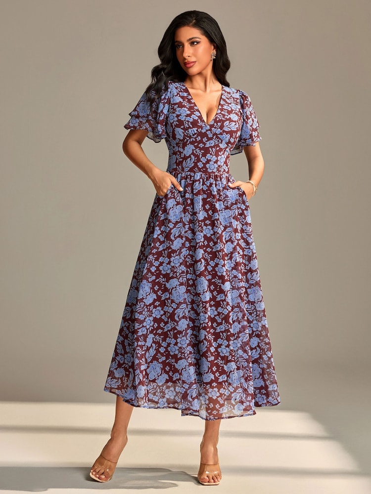 layered blue dress Blue Satin Tiered Maxi Dress - Corset Gown