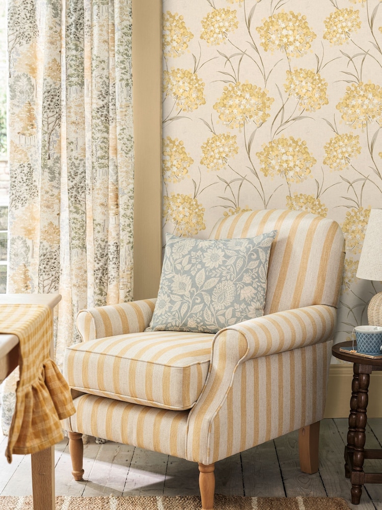Laura Ashley Ochre Giselle 10M Wallpaper - Image 2 of 4