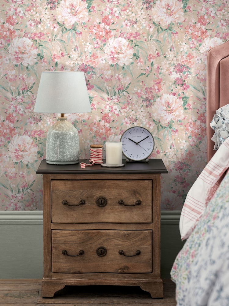 Laura Ashley Plaster Pink Mayville 10M Wallpaper - Image 1 of 4