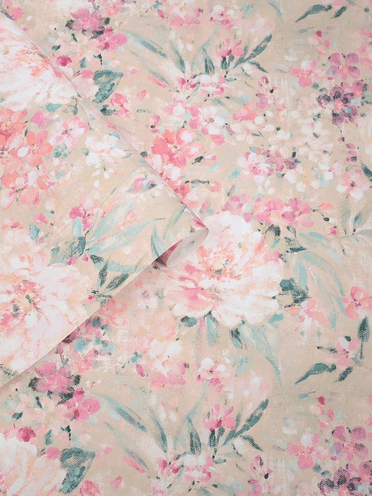 Laura Ashley Plaster Pink Mayville 10M Wallpaper - Image 2 of 4