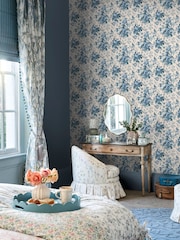 Laura Ashley Dark Seapsray Uffington Roses A4 Wallpaper Sample - Image 1 of 4