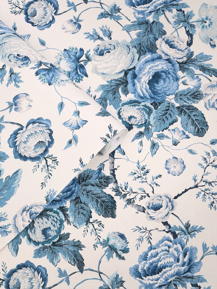 Laura Ashley Dark Seapsray Uffington Roses A4 Wallpaper Sample - Image 2 of 4