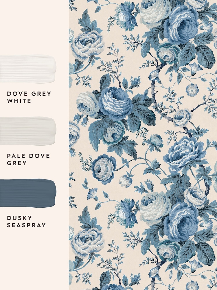 Laura Ashley Dark Seapsray Uffington Roses A4 Wallpaper Sample - Image 4 of 4