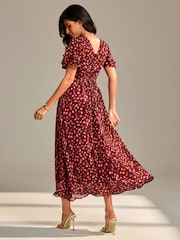 Jolie Moi Brown Layered Angel Sleeve Chiffon Maxi Dress - Image 2 of 6