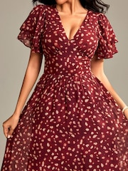 Jolie Moi Brown Layered Angel Sleeve Chiffon Maxi Dress - Image 3 of 6