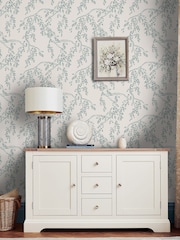 Laura Ashley Newport Blue Rainham Willow 10M Wallpaper - Image 2 of 4