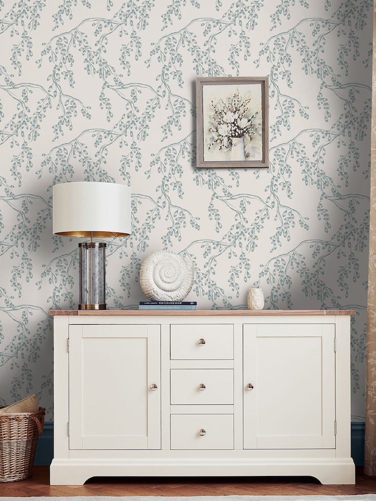 Laura Ashley Newport Blue Rainham Willow 10M Wallpaper - Image 2 of 4