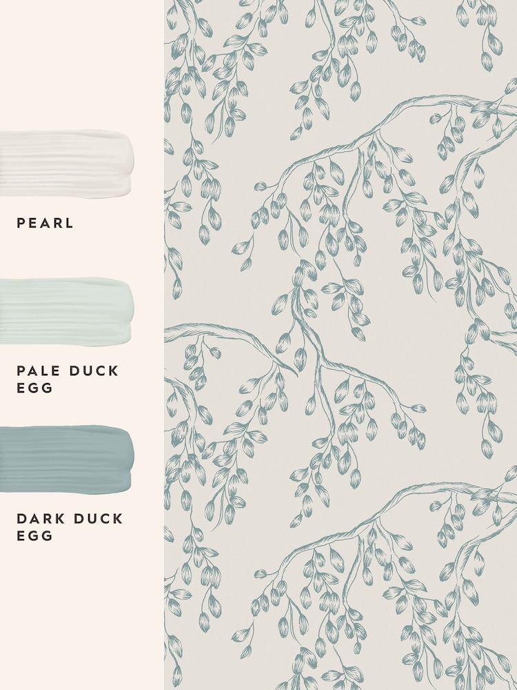 Laura Ashley Newport Blue Rainham Willow 10M Wallpaper - Image 4 of 4
