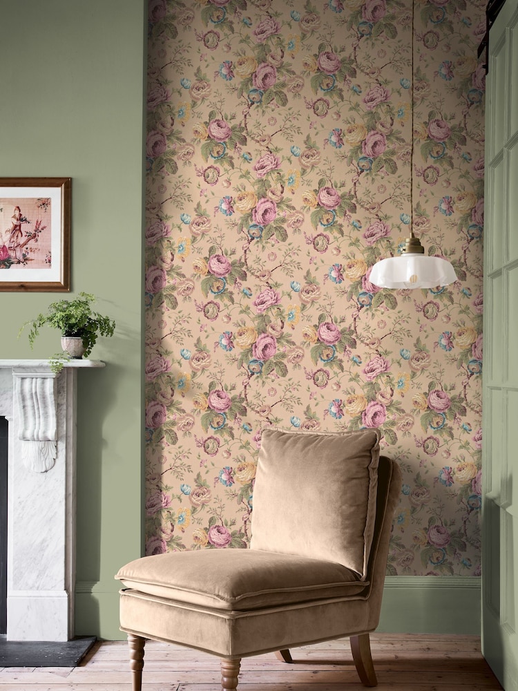 Laura Ashley Plaster Pink Uffington Roses A4 Wallpaper Sample - Image 1 of 4 Laura Ashley Plaster Pink Uffington Roses A4 Wallpaper Sample - Image 1 of 4