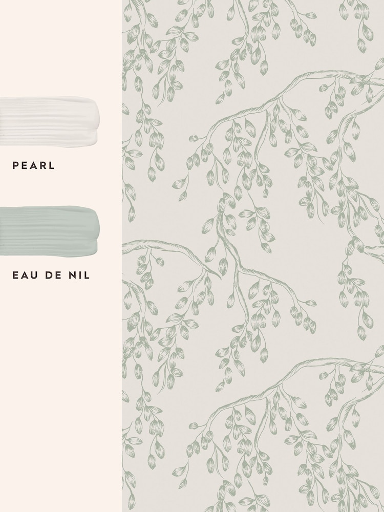 Laura Ashley Sage Rainham Willow A4 Wallpaper Sample - Image 4 of 4