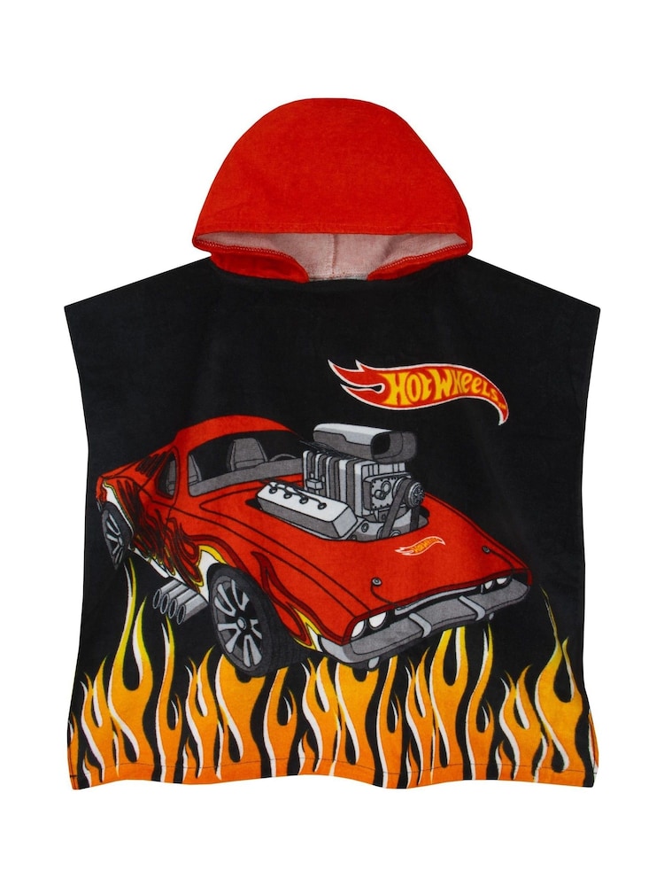 Character Black Hot Wheels Racecar Hooded Towel Poncho - Image 1 of 12