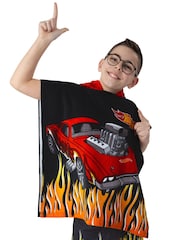 Character Black Hot Wheels Racecar Hooded Towel Poncho - Image 12 of 12