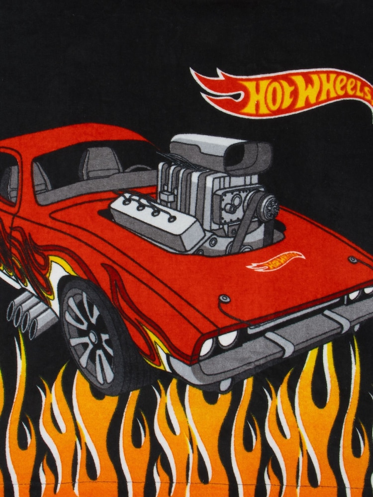 Character Black Hot Wheels Racecar Hooded Towel Poncho - Image 2 of 12