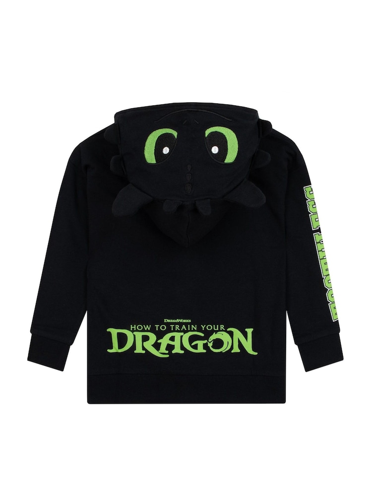Character Black How To Train Your Dragon Toothless Print Hoodie With 3D Ears - Image 2 of 9
