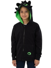 Character Black How To Train Your Dragon Toothless Print Hoodie With 3D Ears - Image 5 of 9