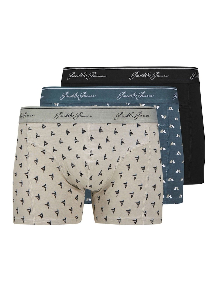 JACK & JONES Grey Trunk Boxers 3 Pack - Image 1 of 5 JACK & JONES Grey Trunk Boxers 3 Pack - Image 1 of 5
