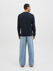 JACK & JONES Blue Long Sleeve Knit Polo Shirt - Image 2 of 6