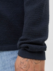 JACK & JONES Blue Long Sleeve Knit Polo Shirt - Image 4 of 6