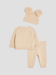 River Island Brown Baby Boys Bear Jumper Hat Set - Image 3 of 5